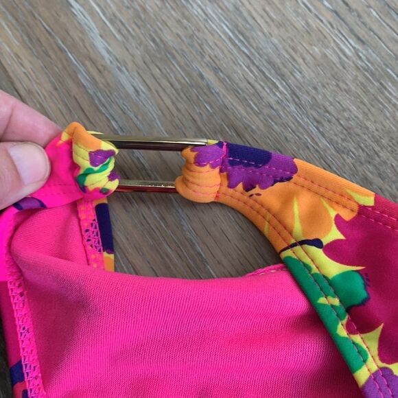 Old Navy bikini 2 piece bathing/swim suit pink floral med top large bottom NWOT - Picture 3 of 14